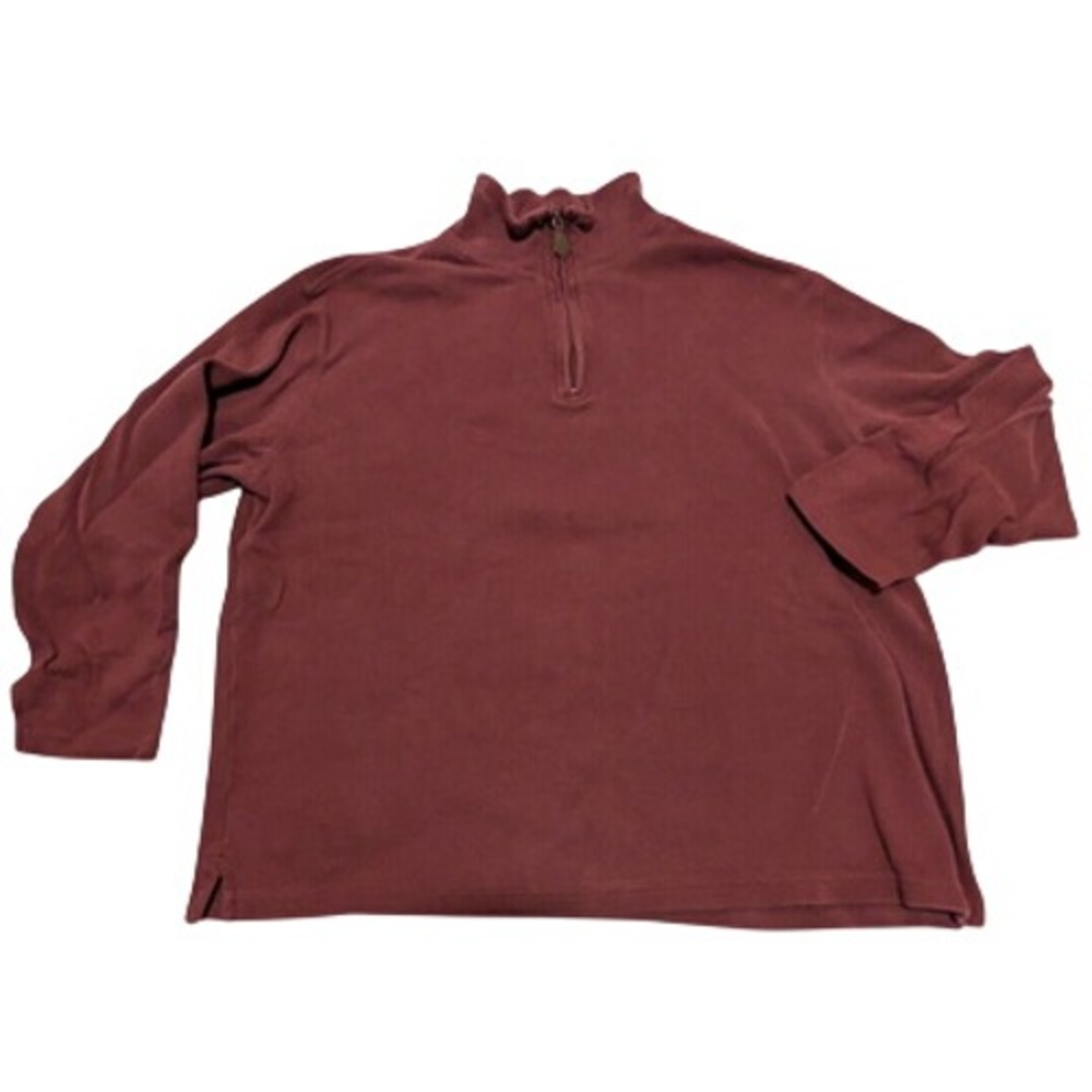 Island Shores Quarter Zip Pullover Men XL Burgundy Excellent Cotton Mock Neck